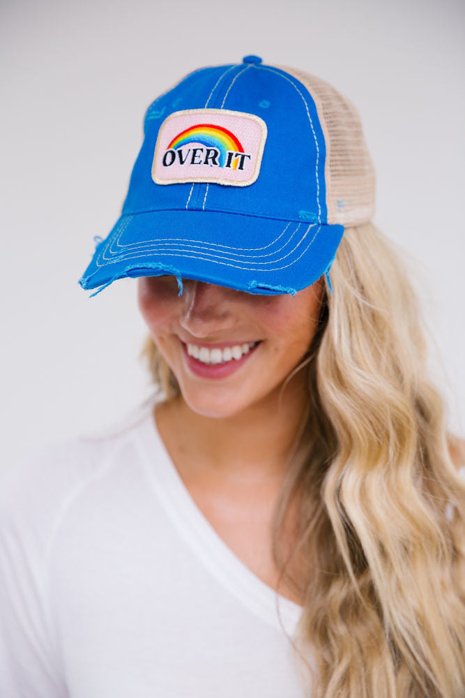 OVER IT PATCH HAT Hats Judith March ROYAL BLUE DISTRESSED  