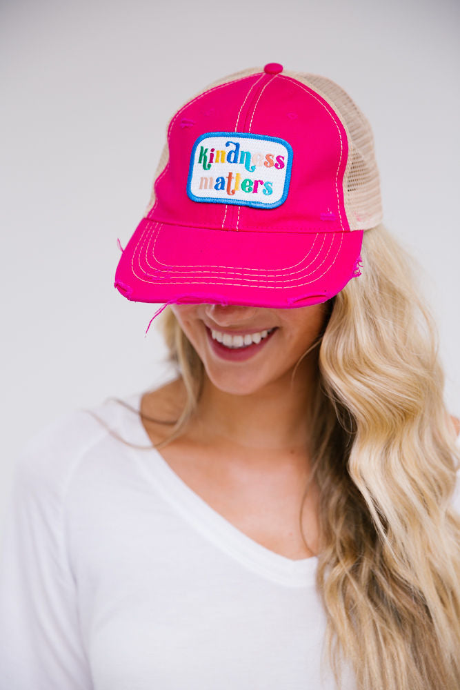 BE KIND PATCH HAT Hats Judith March PINK