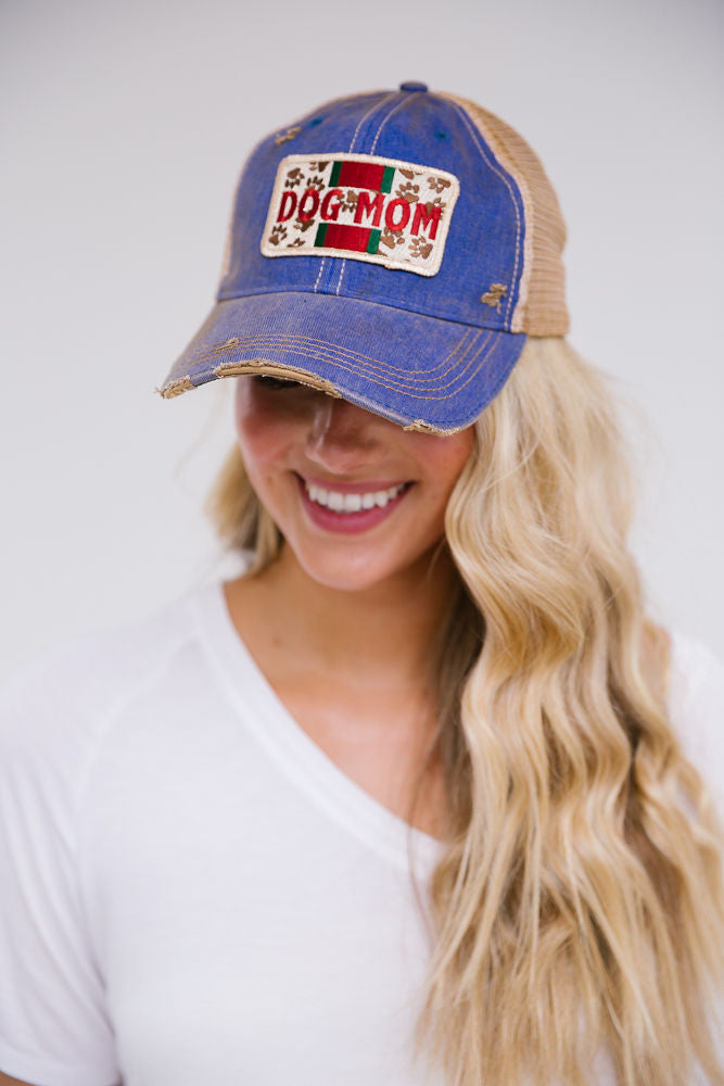 DOG MOM PATCH HAT Hats Judith March DENIM DISTRESSED  