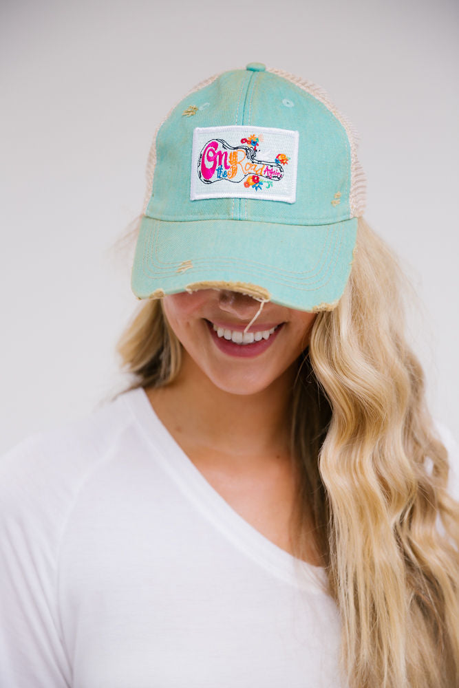 ON THE ROAD AGAIN PATCH HAT Hats Judith March SEAFOAM DISTRESSED  