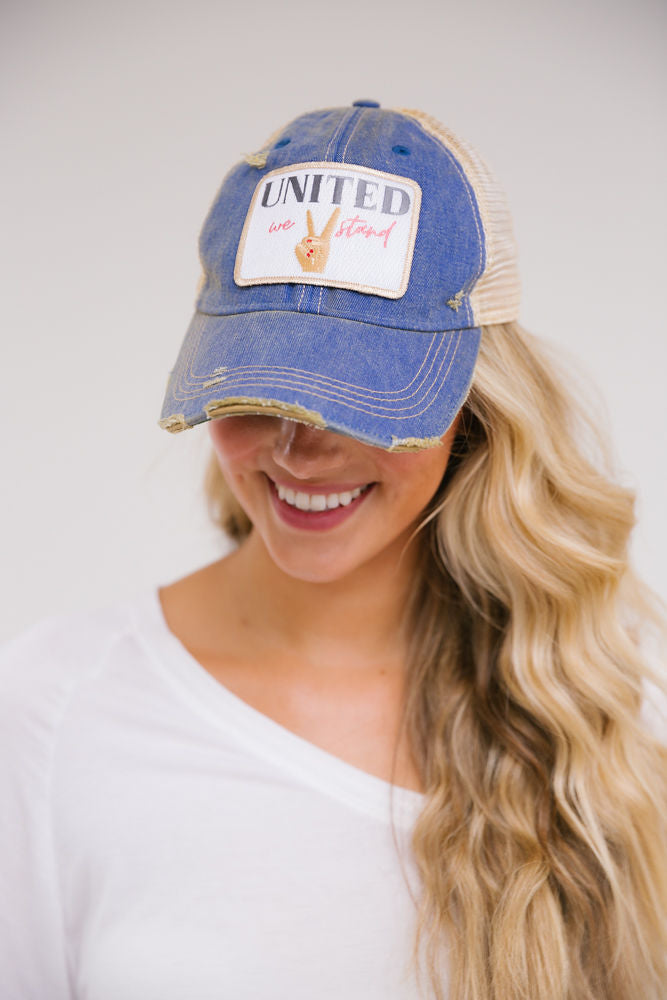 UNITED WE STAND PATCH HAT Hats Judith March DENIM DISTRESSED  