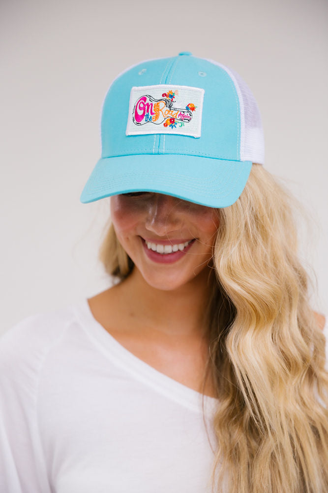 ON THE ROAD AGAIN PATCH HAT Hats Judith March TURQUOISE STRUCTURED  