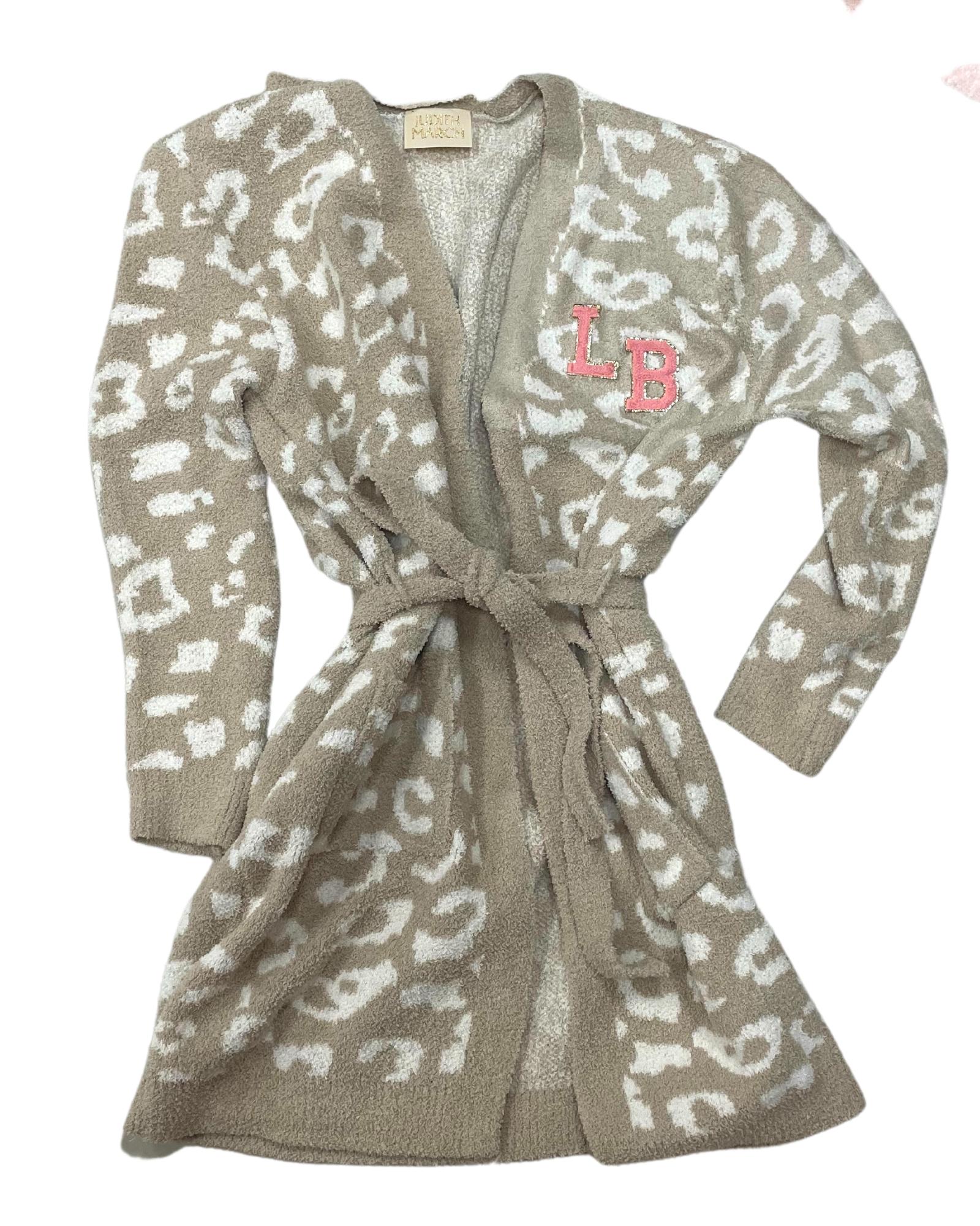 CUSTOM COZY ROBE OUTERWEAR Judith March ONE SIZE FITS ALL BEIGE CHEETAH 