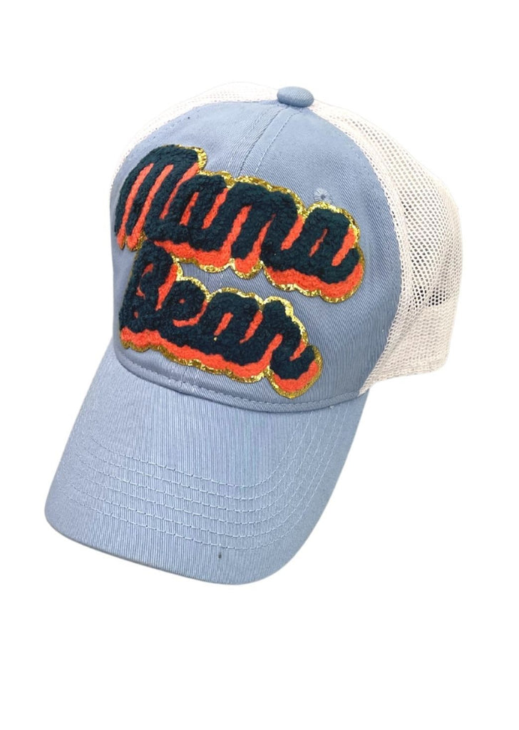 MAMA BEAR GOLD TRIM PATCH HAT Hats Judith March POWDER BLUE  