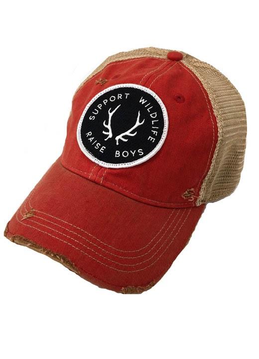 SUPPORT WILDLIFE RAISE BOYS PATCH HAT Hats Judith March RED  