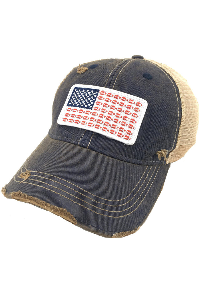 GAMEDAY HAT COLLECTION Hats Judith March FOOTBALL FLAG - DENIM DISTRESSED  
