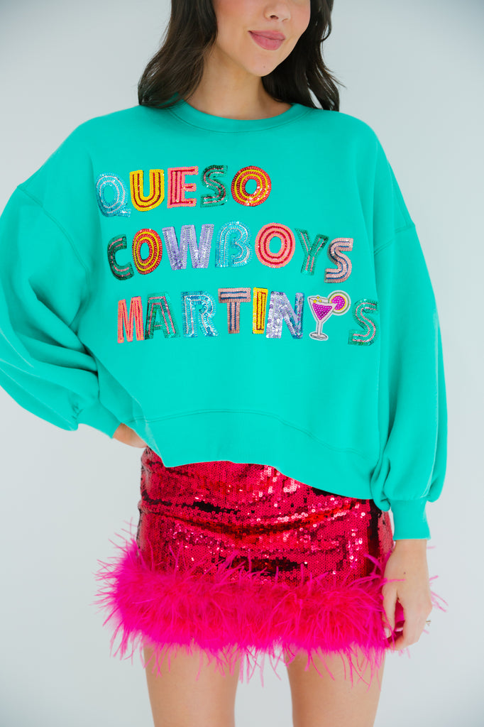 QUESO COWBOYS MARTINIS MINT PULLOVER pullover Judith March SMALL  