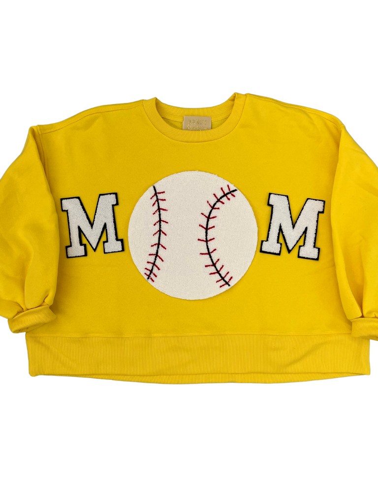 BASEBALL MOM PULLOVER TOPS Judith March SMALL YELLOW 