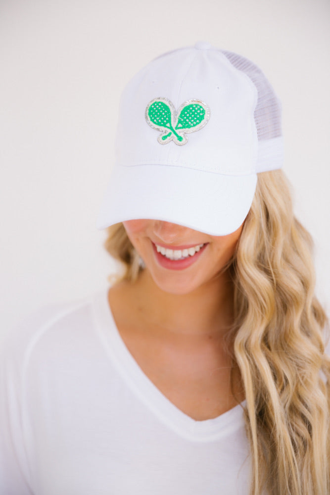 TENNIS DISTRESSED PATCH HAT Hats Judith March WHITE  