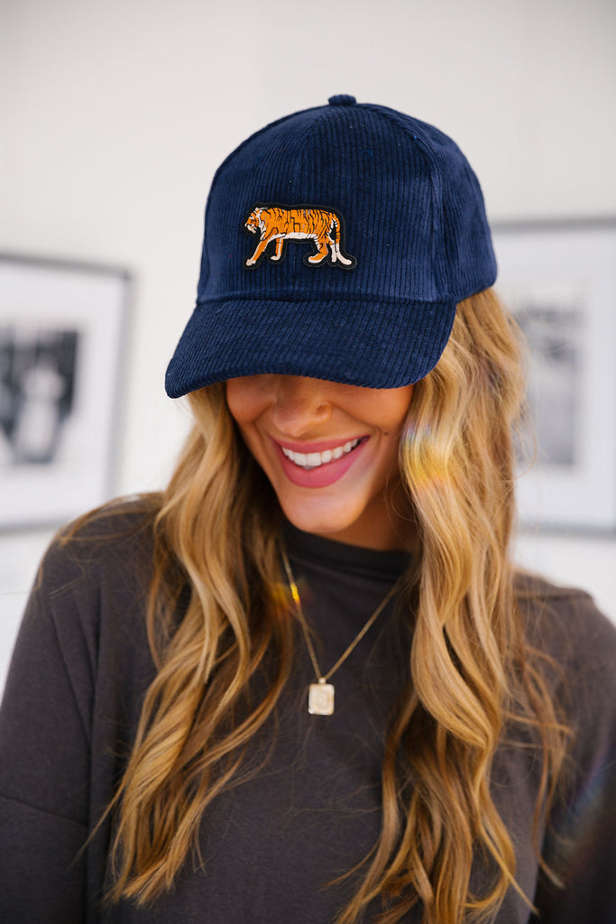 CORDUROY TIGER HAT  Judith March NAVY CORDUROY  
