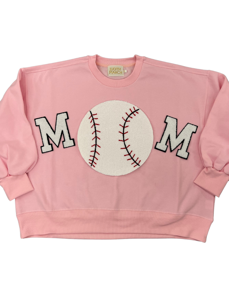 BASEBALL MOM PULLOVER TOPS Judith March SMALL BUBBLEGUM PINK 