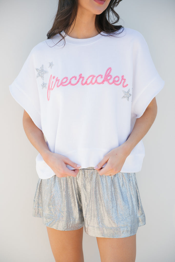 SHE’S A FIRECRACKER WHITE TEE TEE Judith March   