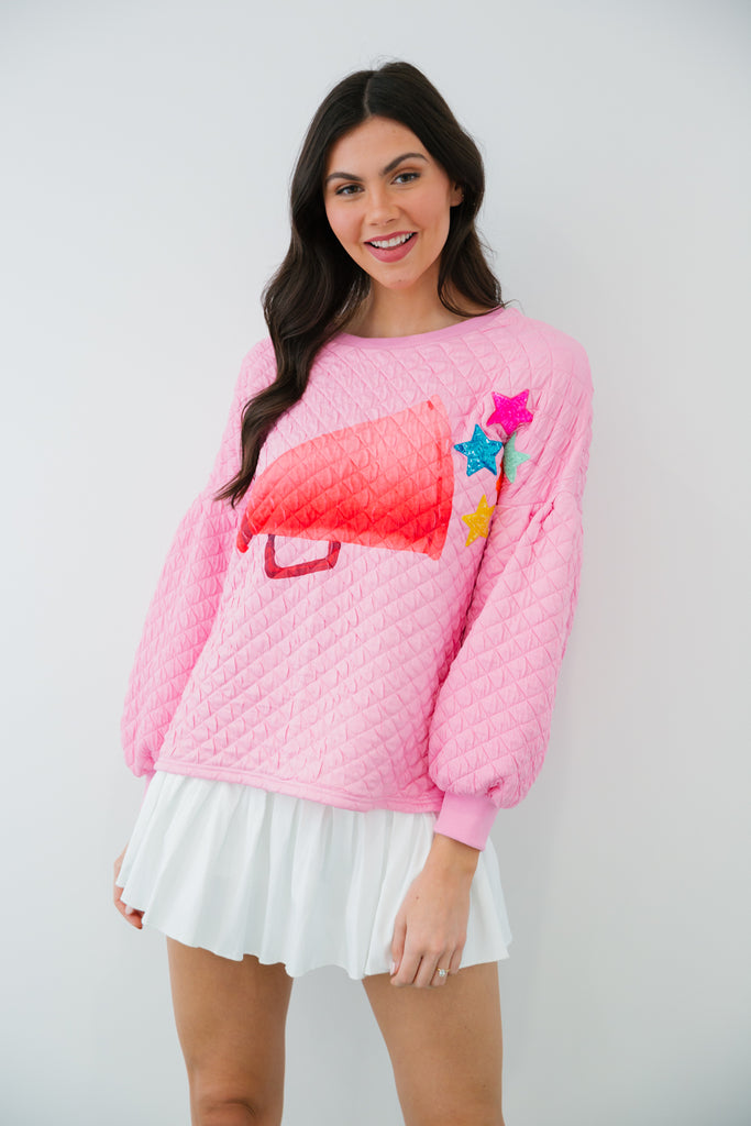 CHEER LOUD QUILTED PULLOVER
