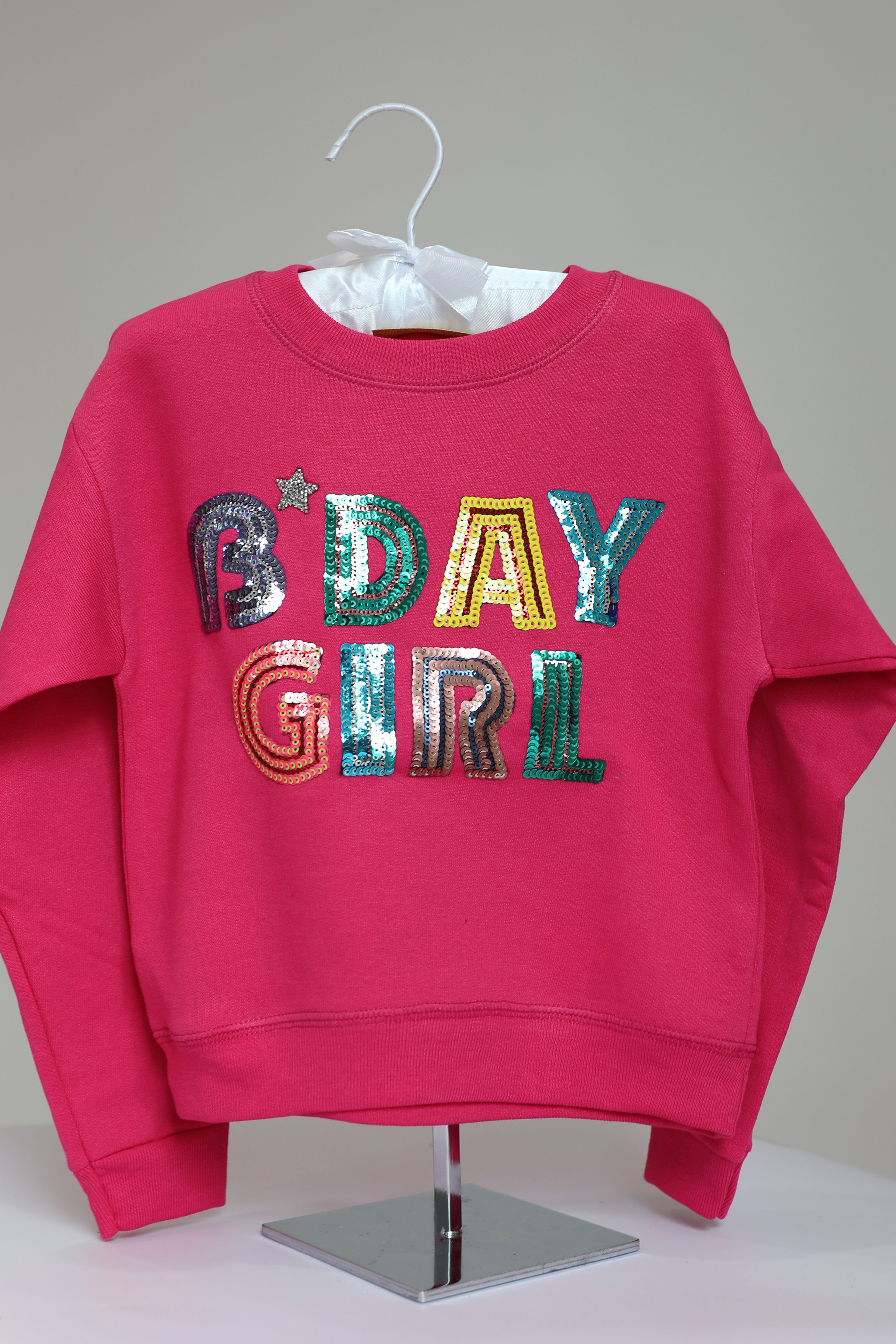 MINI KIDS BIRTHDAY GIRL SHORT SLEEVE AND LONG SLEEVE PULLOVERS pullover Judith March X-SMALL (2-4) PINK LONG SLEEVE