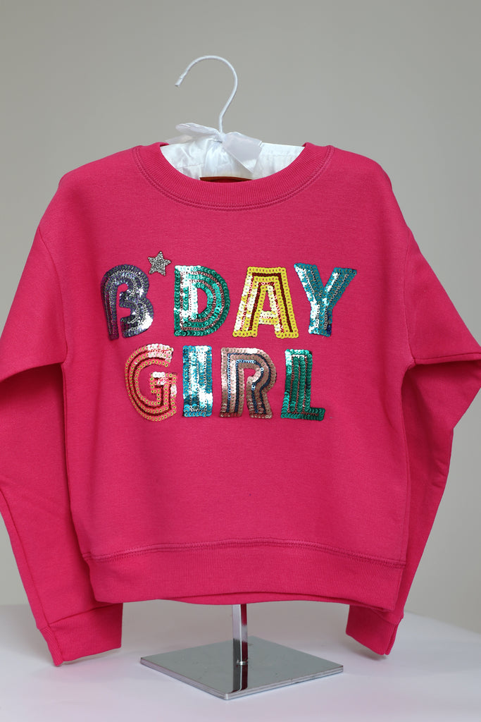 MINI KIDS BIRTHDAY GIRL SHORT SLEEVE AND LONG SLEEVE PULLOVERS pullover Judith March X-SMALL (2-4) PINK LONG SLEEVE