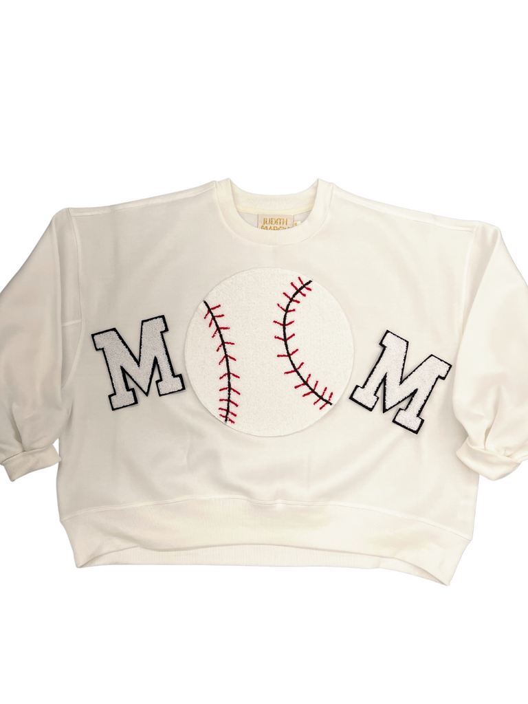 BASEBALL MOM PULLOVER TOPS Judith March SMALL WHITE 