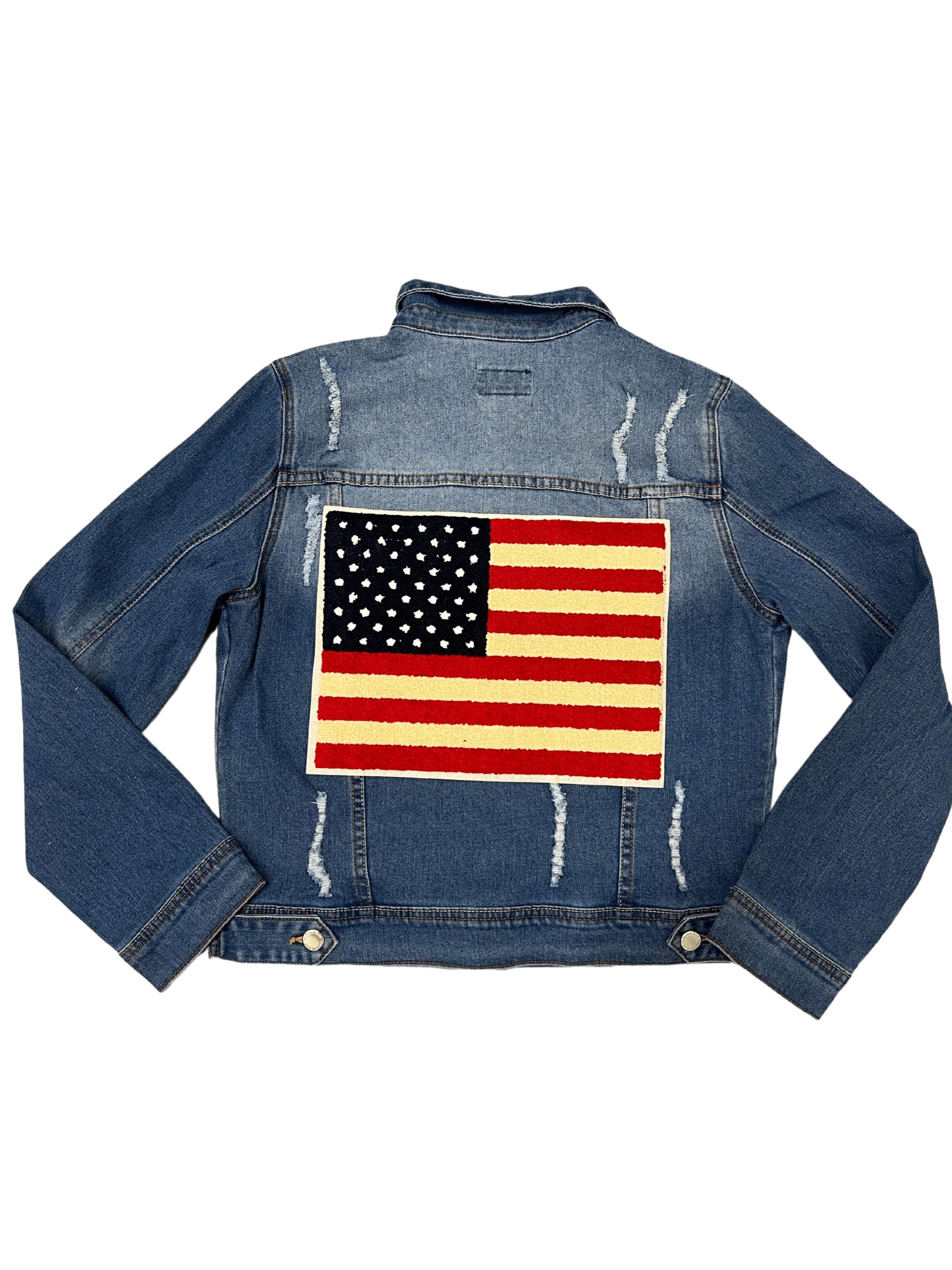 GLORY DISTRESSED JEAN DENIM JACKET OUTERWEAR Judith March SMALL  