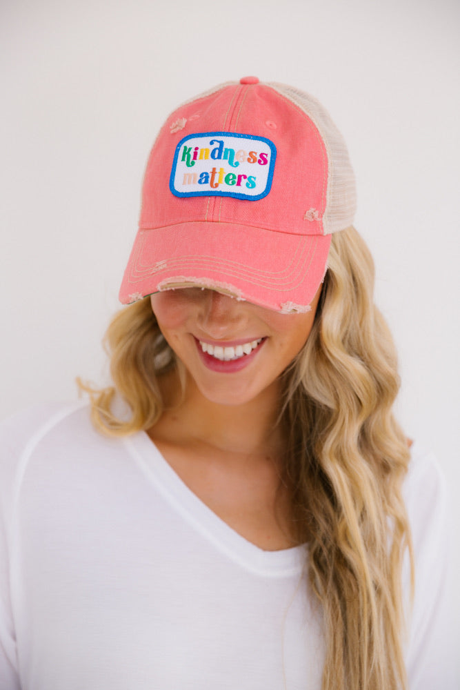 BE KIND PATCH HAT Hats Judith March CORAL  