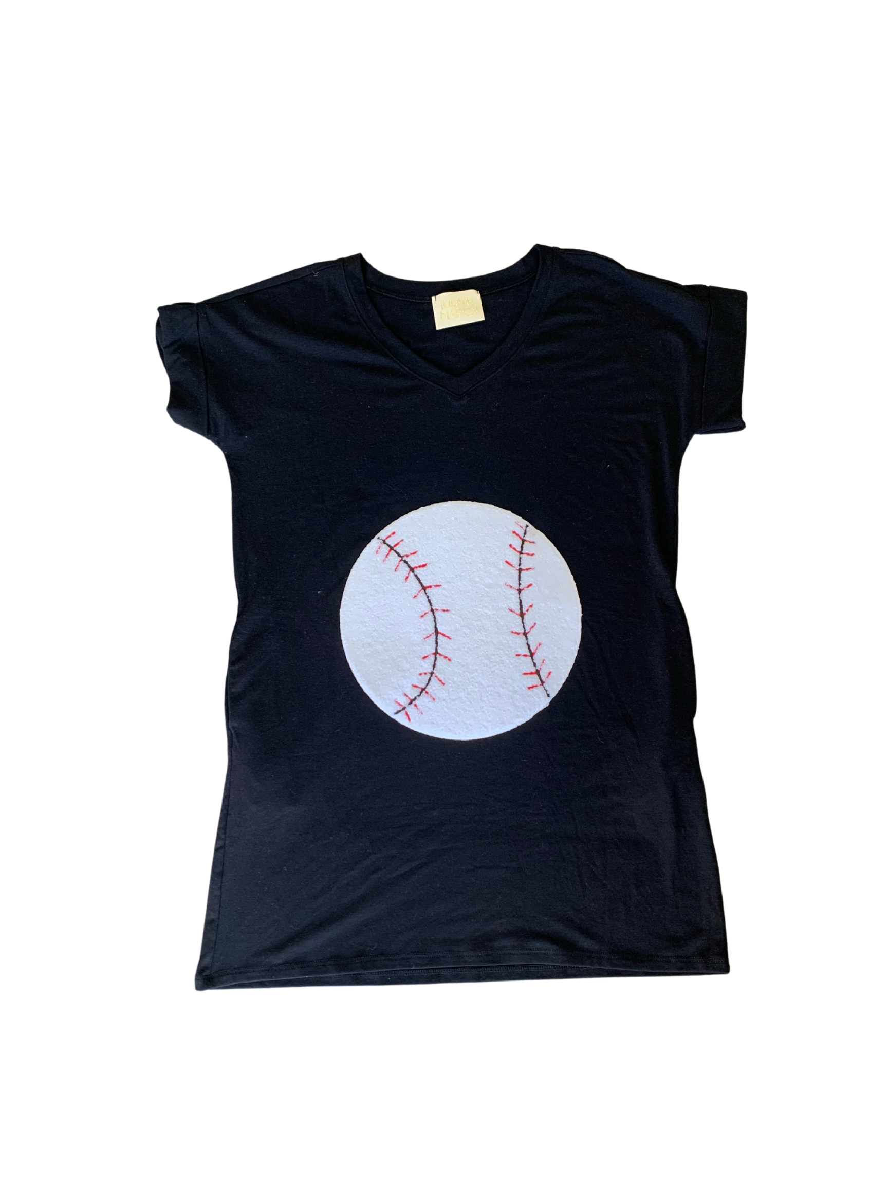 BASEBALL T-SHIRT DRESS WITH POCKETS Dresses Judith March SMALL BLACK