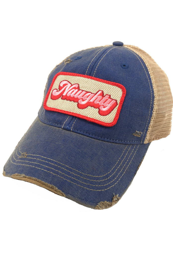 METALLIC NAUGHTY PATCH HAT Hats Judith March BLUE  