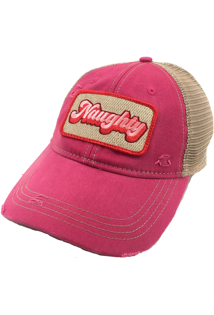 METALLIC NAUGHTY PATCH HAT Hats Judith March FUCHSIA  