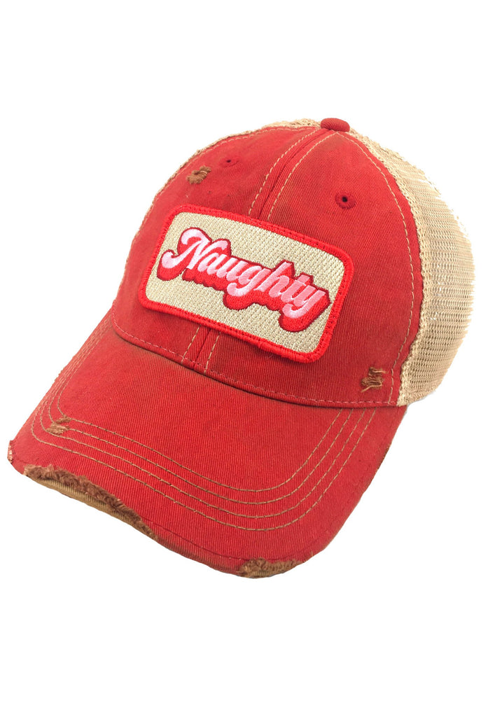 METALLIC NAUGHTY PATCH HAT Hats Judith March RED  