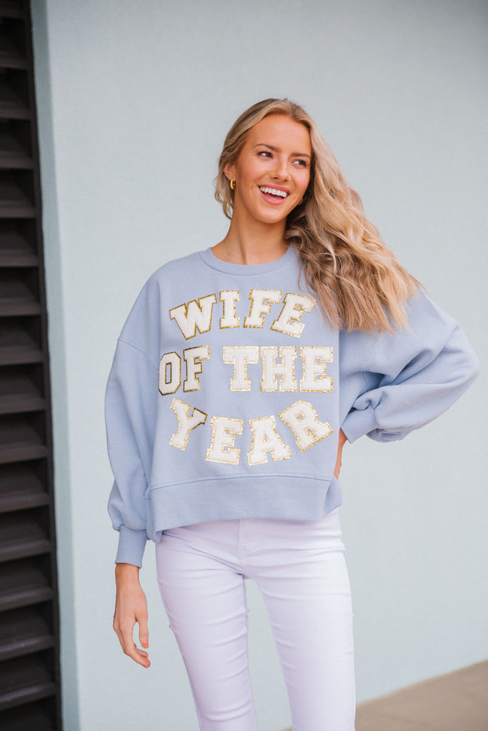 WIFE OF THE YEAR LIGHT BLUE PULLOVER